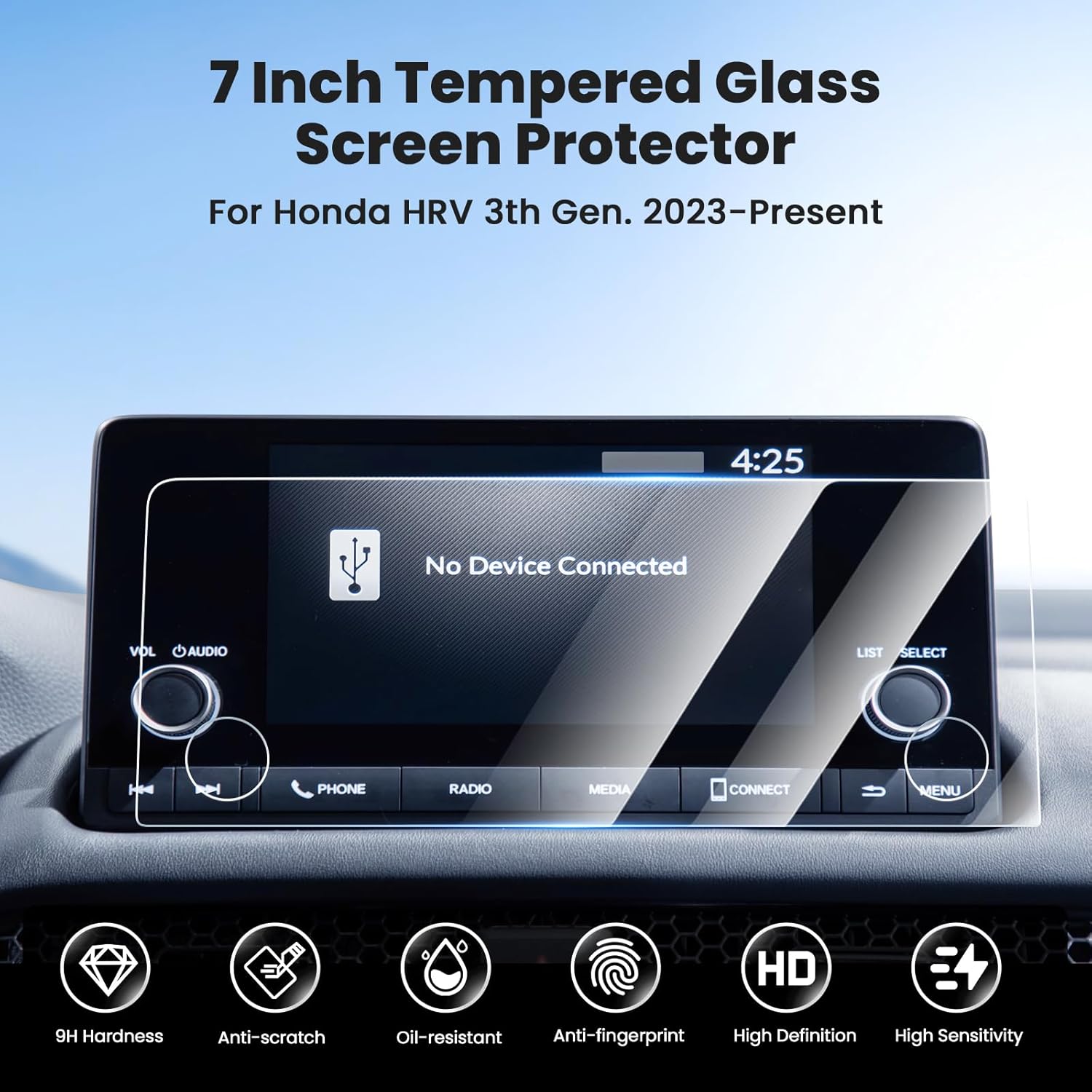 Screen Protector for Hon-da HRV Sport LX 2023-2025 2026 HR-V (NOT for EX-L), 7 Inch Touch Screen Protector Cover Saver Tempered Glass Navigation Display Infotainment Protective Film - Image 2