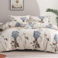 SLEEPBELLA Comforter King Size, 600 Thread Count Cotton Brown Branches and Blue Flowers Off-White Comforter Sets, Down Alternative Bedding Set 3Pcs(King, Off-White Botanical) - Image 3