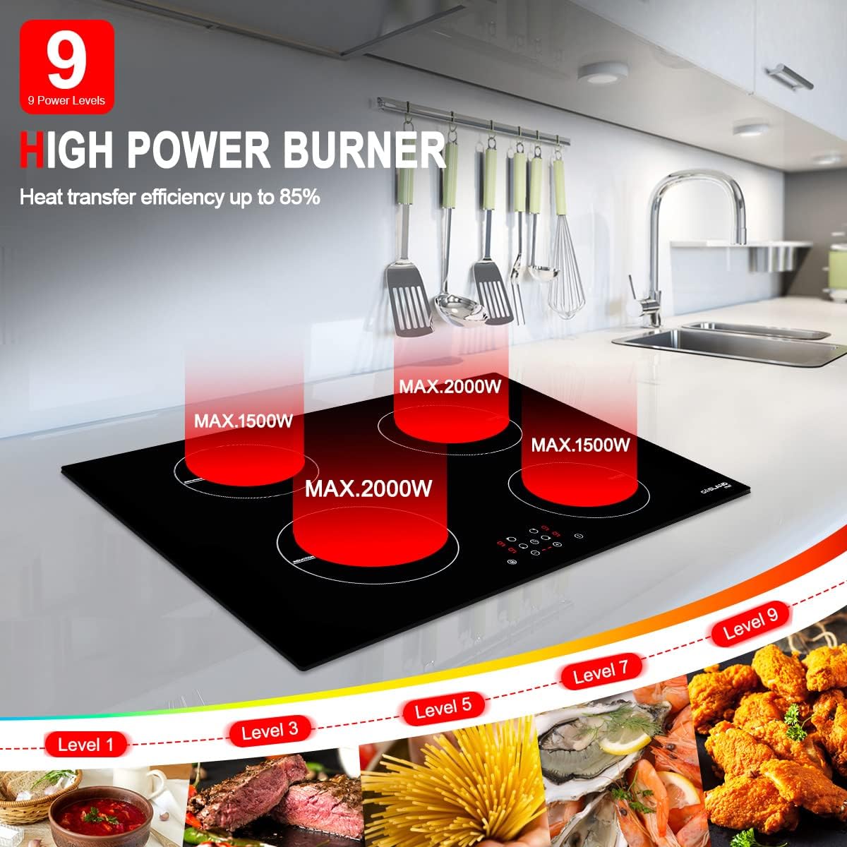 GASLAND Chef Induction Cooktop 30 Inch, Built-in Electric Cooktop 4 Burners Electric Stove Top, Sensor Control Induction Hob with Child Safety Lock and Timer 240V - Image 4