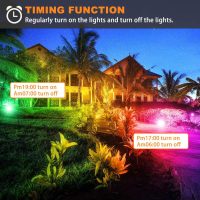 MELPO Led Flood Light 500W Equivalent, RGBW Led Outdoor Lights Colored Floodlight with Remote,50W,5000ML 2700K,120 Colors, Timing, Dimmable, Custom Modes, Landscape Lighting (4 Pack) - Image 4