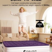 CHILLSUN Air Mattress Queen With Built in Pump - Upgraded Blow Up Bed,2 Mins Quick Self Inflatable and Deflate, 18"/650lbs Max, Strong Support, Flocked Top, Puncture Resistant, for Camping,Home,Guests - Image 3