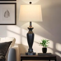 30" Tall Table Lamps Set of 2, Touch Control Bedside Lamp with USB A+C Ports and AC Outlet, 3-Way Dimmable Modern Metal Nightstand Lamp for Bedroom Living Room, 2 LED Bulbs Included, Black - Image 7