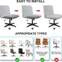 Armless Criss Cross Office Desk Chair Cover Slipcover,Accent Mid Back Wide Swivel Task Vanity Slipper Chair Protector Stretch Removable Without Arms for Accent Chair - Image 6
