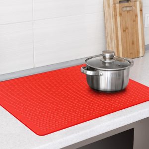 Stove Top Cover Silicone Electric Stove Cover 28 x 20 Inches Heat Resistant Cooktop Protector Stove Mat Protector Oven Cover for Kitchen Flat RV Range Stovetop Protector(Red)