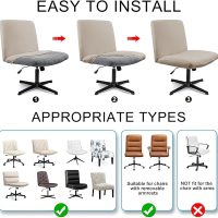 Criss Cross Chair Slipcover,Armless Office Chair Covers, Mid Back Wide Seat Computer Task Vanity Accent Chair Covers for Home Office (Khaki,Standard) - Image 7