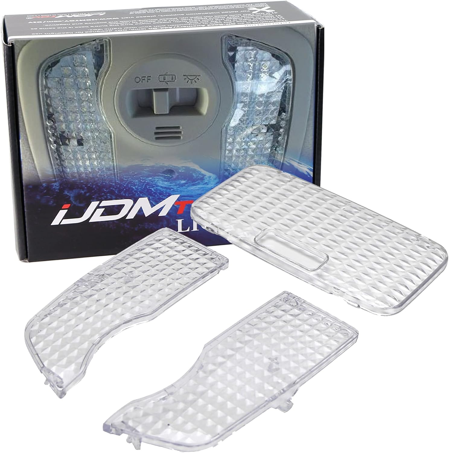 iJDMTOY 3pc JDM Crystal Clear Interior Map and Dome Light Lens Covers Compatible With 2010-15 Toyota Prius XW30 & 2012-17 Prius V ZVW40/41