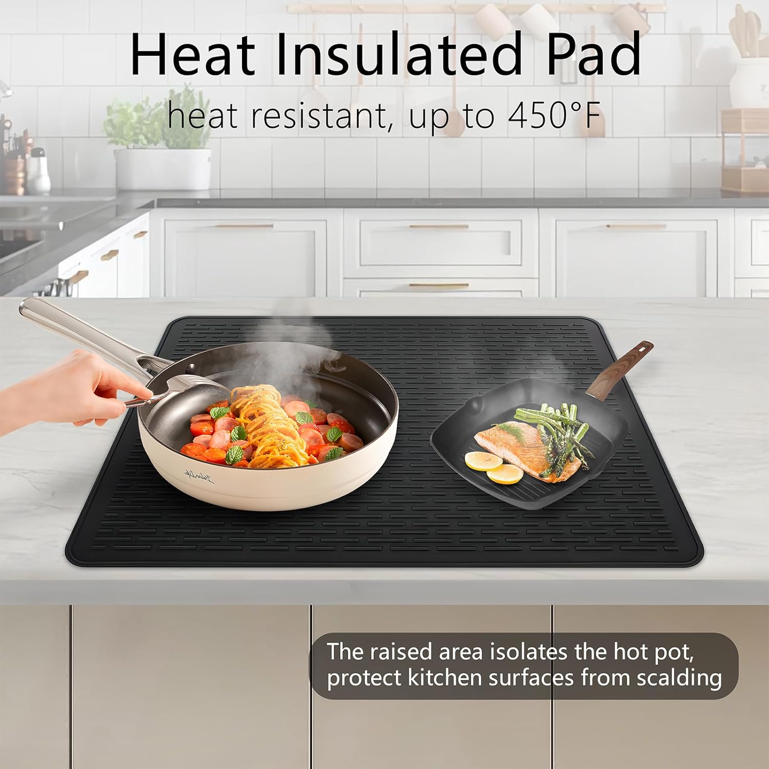 Silicone Stove Top Cover Mat, 28"x20" Silicone Electric Stove Top Protector, Heat Resistant Glass Cooktop Cover, Range Covers for Electric Stove, XL Dish Drying Mat for Kitchen (Black) - Image 5
