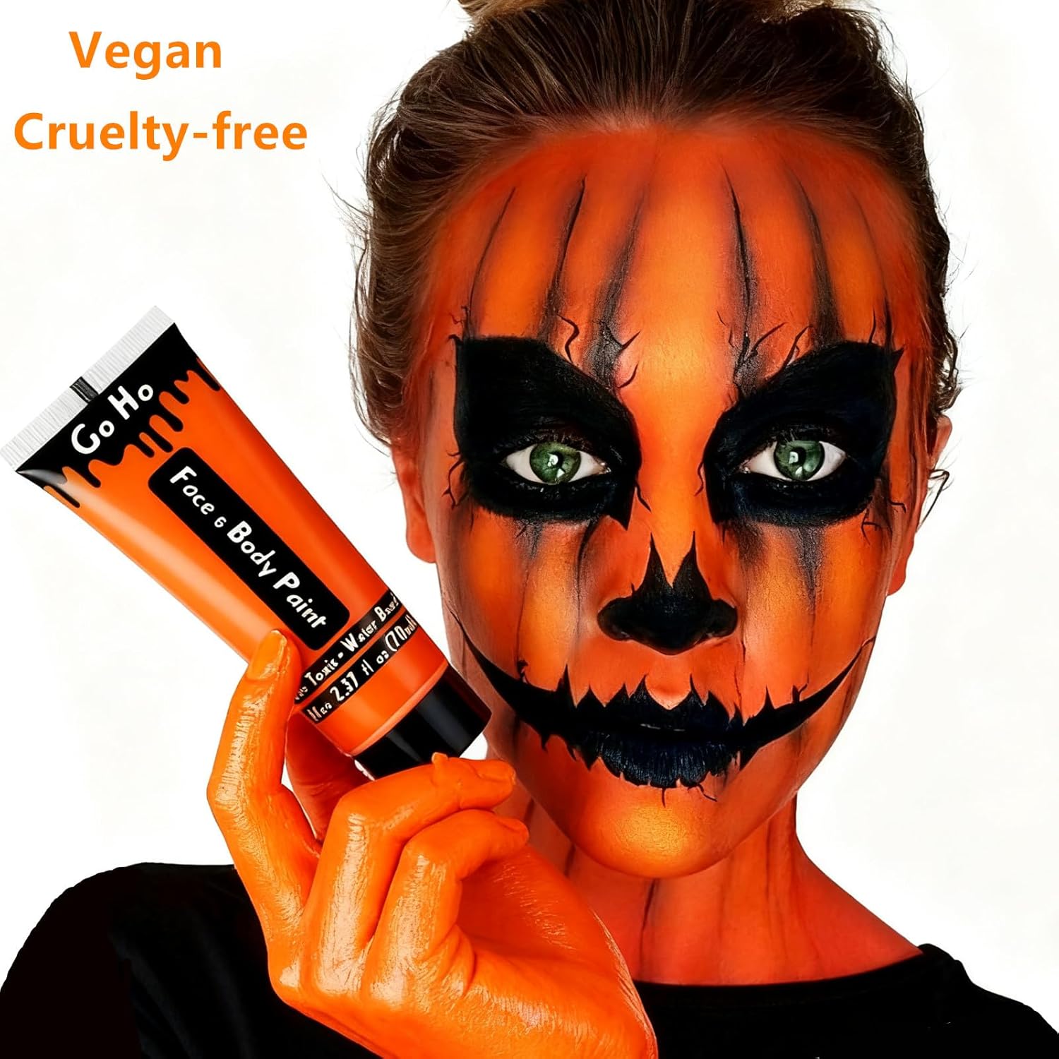 Go Ho Orange Body Paint Washable(2.37oz/pc),Water Based Cream Orange Face Body Paint for Starfire SFX Cosplay Costumes Festivals Halloween Pumpkin Makeup - Image 6