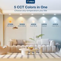 Amico 4 Pack 5/6 inch 5CCT LED Recessed Lighting, Dimmable, 12.5W=100W, 950LM, 2700K/3000K/4000K/5000K/6000K Selectable, Retrofit Can Lights with Baffle Trim, IC Rated - ETL & FCC, White - Image 4