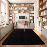 5x7 Black Washable Area Rug for Bedroom Living Room, Modern Geometric Shag Non-Slip Rugs, Fluffy Plush Soft Memory Foam Carpet for Kids Boys Room Nursery - Image 7