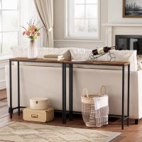 HOOBRO Narrow Console Table, 29.5" Small Entryway Table, Thin Sofa Side Display Table, for Hallway, Bedroom, Living Room, Foyer, Rustic Brown and Black BF75XG01 - Image 5