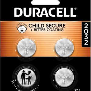 Duracell 2032 Lithium Battery. 4 Count Pack. Child Safety Features. Compatible with Apple AirTag, Key Fob, and other devices. CR2032 3V Cell. 2032 Battery, Lithium Coin