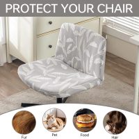 Armless Chair Slipcover Stretch Criss Cross Chair Cover, Mid Back Wide Seat Accent Chair Covers,Modern Vanity Chair Cover for Office Desk (Wheat) - Image 6
