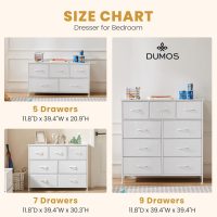 DUMOS Dresser for Bedroom, Storage Organizer with 9 Drawers, Chest of Drawers with Fabric Bins, Sturdy Metal Frame, Wood Tabletop for Guest Room, Closet, Entryway, Nursery - Image 11