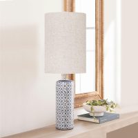 Tall Lamp Shades Set of 2, 10" Top X 10" Bottom X 13" High Large Drum Lampshades for Table Lamps Floor Lamp, Beige Line Fabric Lamp Shades, Easy Assembly Replacement Lampshades - Image 6
