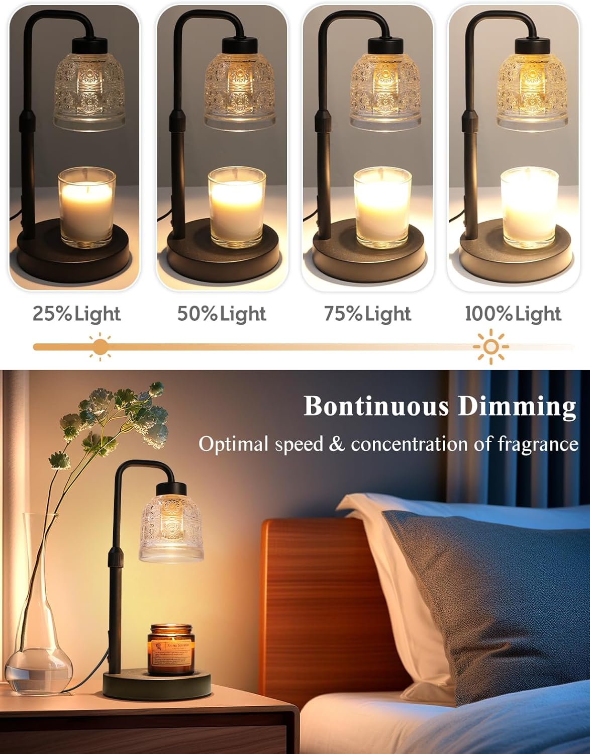 Candle Warmer Lamp with Timer Dimmable, Adjustable Lamp Candle Warmer, Birthday Gifts for Women Mom, Wax Warmer Lamp for Scented Jar, House Warming Gifts New Home Decor - Image 4