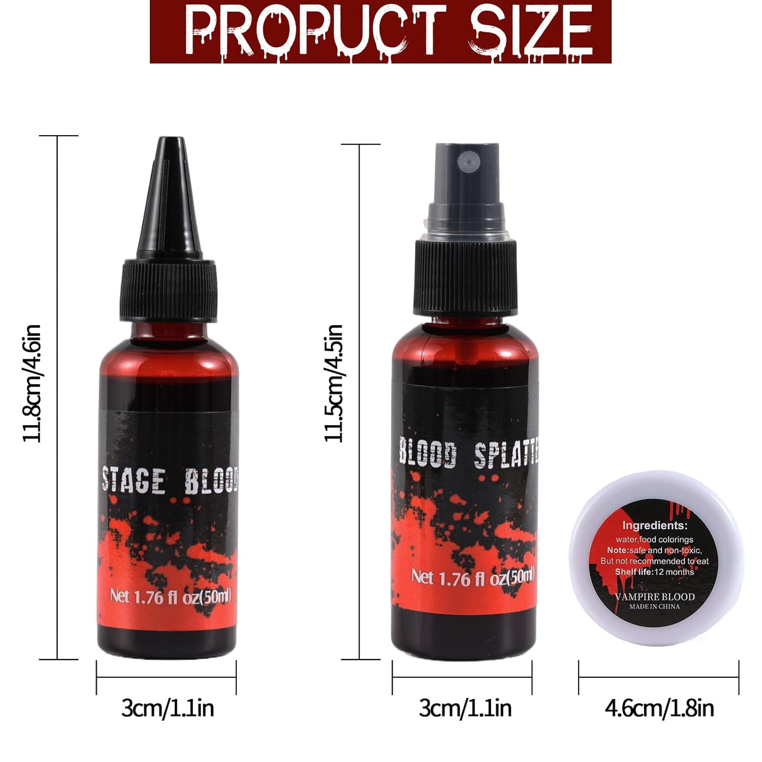 6PCS Halloween Fake Blood Makeup Kit,Washable for Scar Wound and Clothes Realistic Face Paint Wounds Costume Blood For Vampire, Zombie, Clown Cosplay Red,Stipple Sponge , Cleansing Soap and Gauze - Image 8