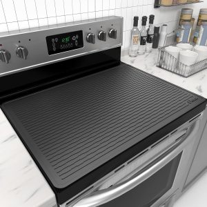 Stove Top Cover for Electric Stove - 29.8"L x 20.9" Extra Large Silicone Stove Top Cover Glass Cooktop Protector,Range Covers for Electric Stove,Heat Resistant Thick Stove Cover Mat,Black