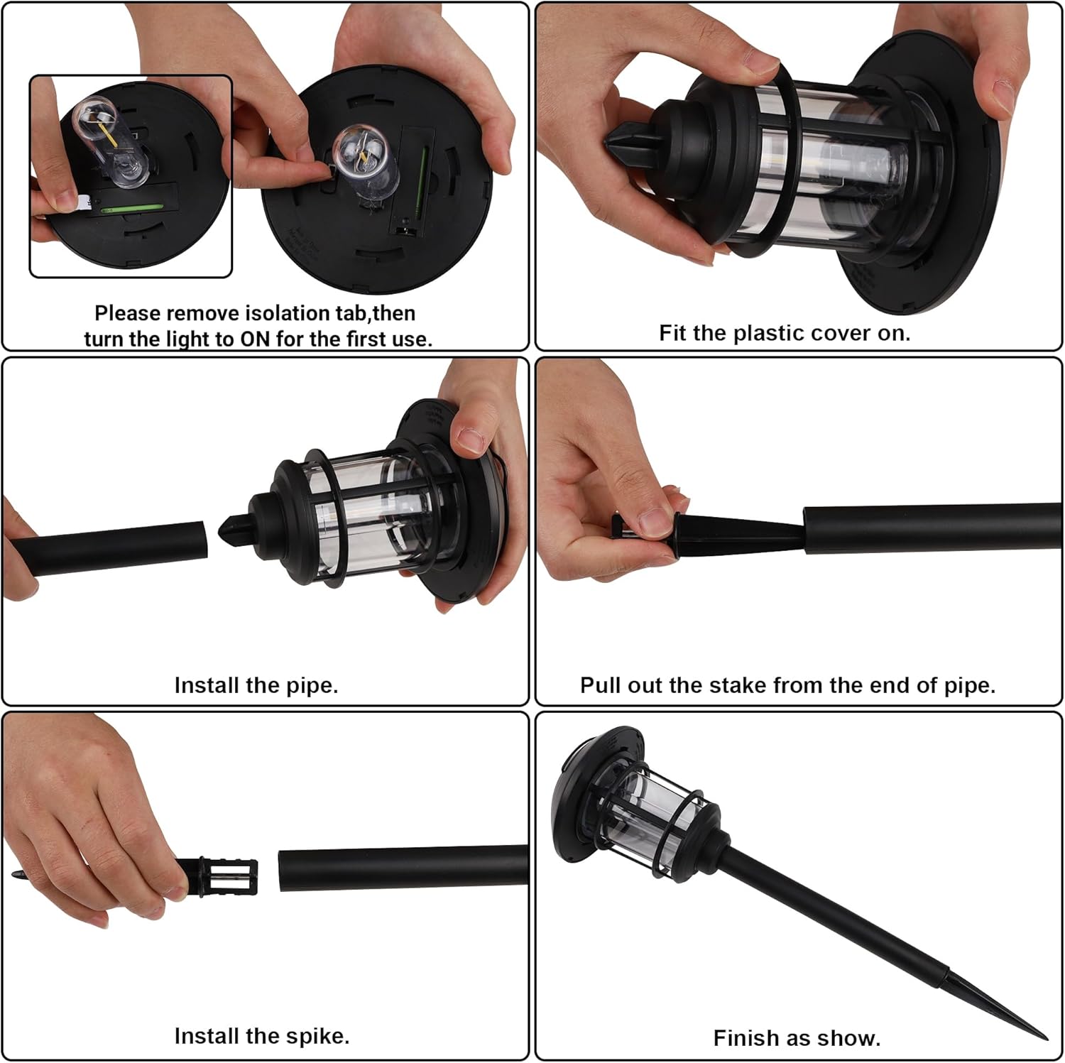 Dynaming 6 Pack Dual Use Solar Path Lights Outdoor, Hanging Lantern Solar Garden Lights with Edison Bulb, Landscape Lighting, Waterproof & Auto On/Off for Patio Pathway Walkway Driveway, Warm White - Image 6