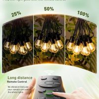 addlon 100FT LED Outdoor String Lights, Remote Dimmable Patio Lights with Timer & 3 Lighting Modes, 32 Shatterproof Edison Bulbs, Waterproof Connectable String Lights for Outside Backyard Porch Party - Image 2