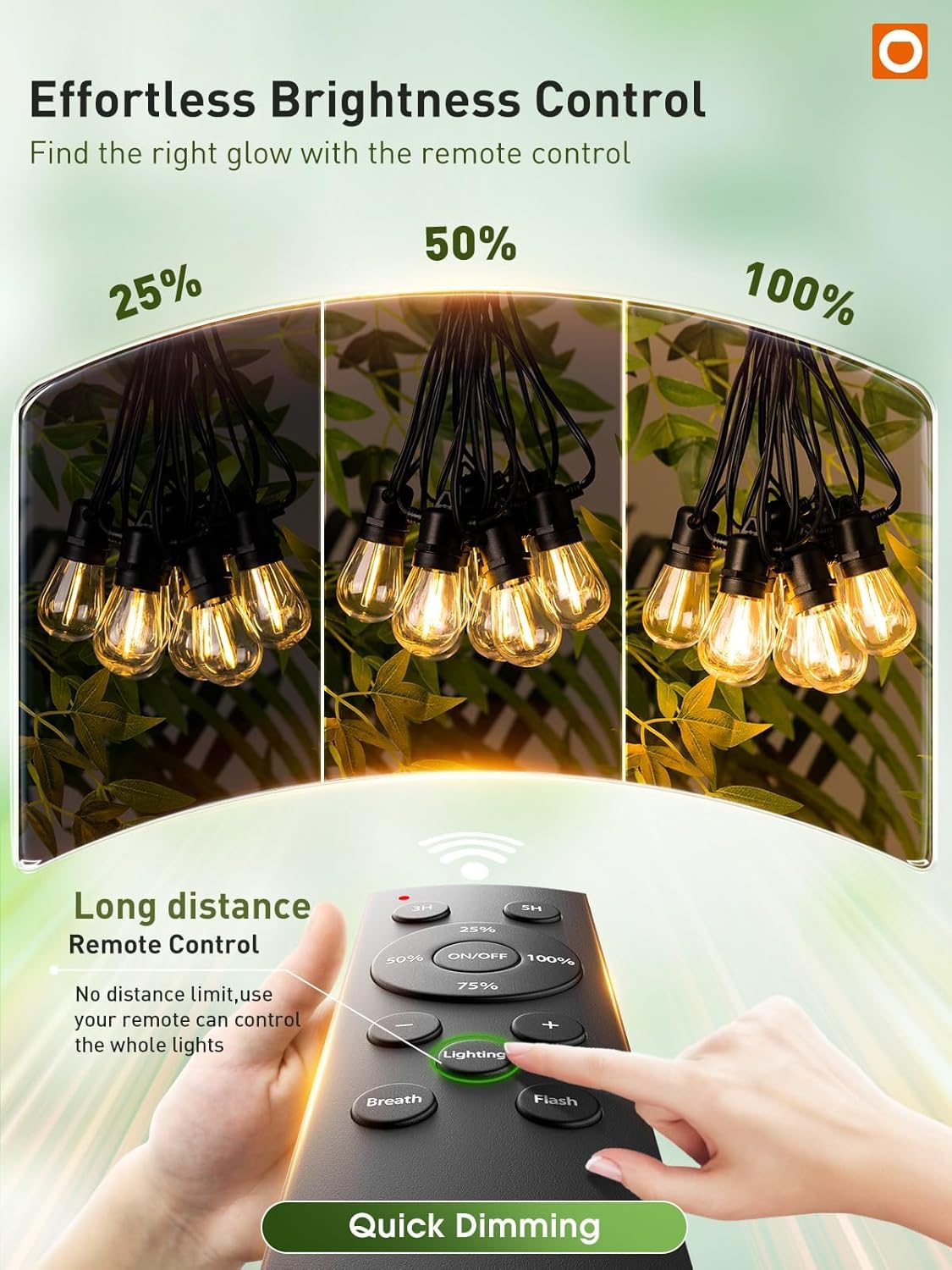 addlon 100FT LED Outdoor String Lights, Remote Dimmable Patio Lights with Timer & 3 Lighting Modes, 32 Shatterproof Edison Bulbs, Waterproof Connectable String Lights for Outside Backyard Porch Party - Image 2