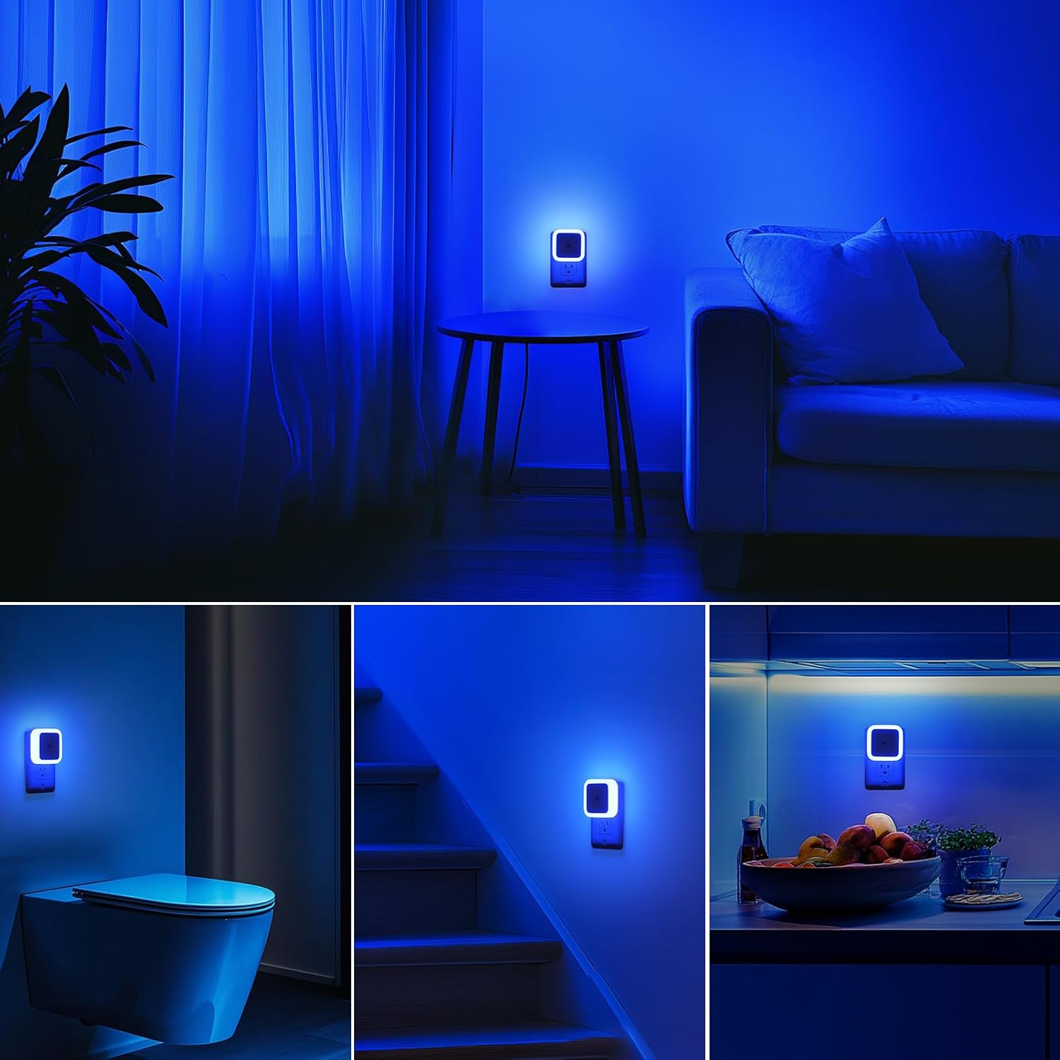 Sujeet Blue Night Light 4 Pack,Night Lights Plug into Wall 4-Pack, Nightlight Plug in Night Lights, Dusk to Dawn Night Lamp Led Night Light for Bedroom, Bathroom, Hallway - Image 3