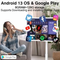 32In Wireless Smart Portable TV on Wheels 4K Smart Touchscreen Monito,Mobile TV Tablet,Android 13,(5-8-Hour) Battery,with 4K Camera,Full Swivel Rotation,(8RAM+128GB) Voice Remote Control(32 inch Pro) - Image 3