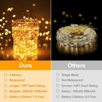Extra-long 288FT 800LED Solar Fairy String Lights, 4-Pack 72FT 200 LED Outdoor Twinkle Lights Waterproof, 8 Lighting Modes, Warm White Copper Wire Lights for Deck Backyard Tree Garden Fence Pool Party - Image 2