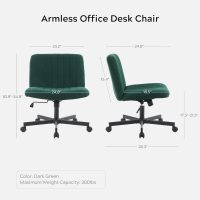 Crossleg Chair with Wheels Wide Seat Home Desk Criss Computer Chair Velvet Swivel Side Vanity Chair Green for Girl - Image 2