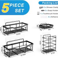 EUDELE Adhesive Shower Caddy, 5 Pack Rustproof Stainless Steel Bath Organizers With Large Capacity, No Drilling Shelves for Bathroom Storage & Home Decor-XL Size - Image 7