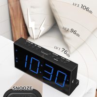 Digital Dual Alarm Clock for Bedroom, Large Display Bedside with Battery Backup, USB Phone Charger, Volume, Dimmer, Easy to Set Loud LED Heavy Sleepers Kid Senior Teen Boy Girl Kitchen - Image 4