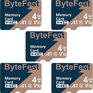 5 Pack 4GB Memory Card Class 10 with 5 Adapter, TF Memory Card for MP3 MP4 Player, E-Reader, Streaming Media Player, Dash Cam, Phone, Tablet (A1 C10 V10)