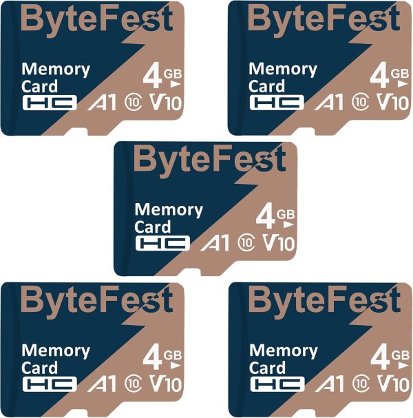 5 Pack 4GB Memory Card Class 10 with 5 Adapter, TF Memory Card for MP3 MP4 Player, E-Reader, Streaming Media Player, Dash Cam, Phone, Tablet (A1 C10 V10)