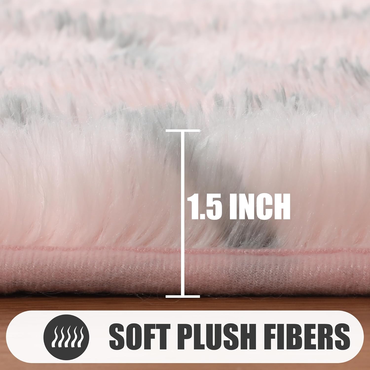 ONASAR Area Rugs for Bedroom Living Room, Washable 4x6 Fluffy Pink and Grey Throw Rug, Shaggy Geometric Soft Plush Floor Carpet for Nursery Girls Teen Playroom Dorm Home Decor Aesthetic - Image 2