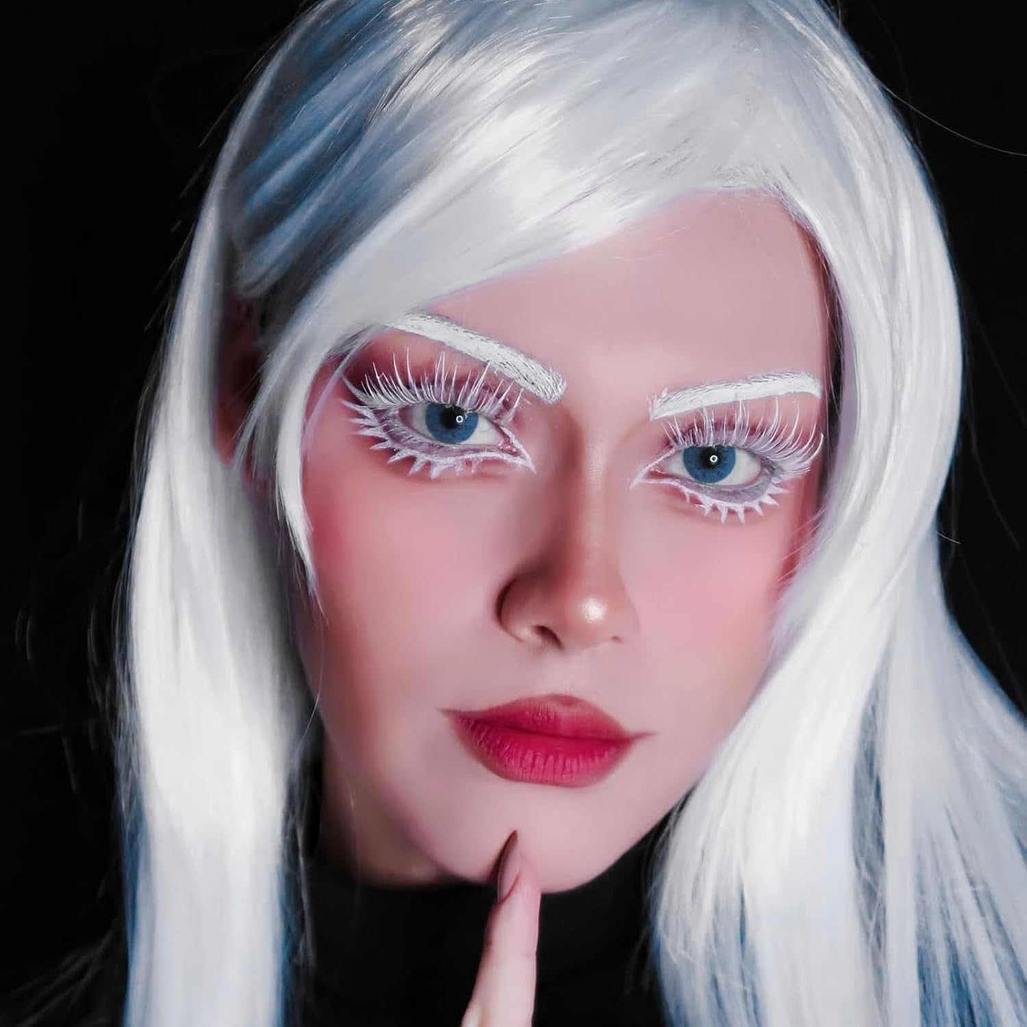 Halloween White False Lashes Upper & Bottom Extension Tools Japanese Anime Cosplay Natural Makeup Looking Masquerade Party Eye Lashes (01A) - Image 6