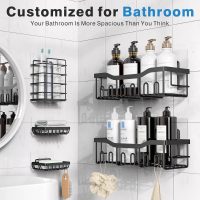 EUDELE Adhesive Shower Caddy, 5 Pack Rustproof Stainless Steel Bath Organizers With Large Capacity, No Drilling Shelves for Bathroom Storage & Home Decor-XL Size - Image 2
