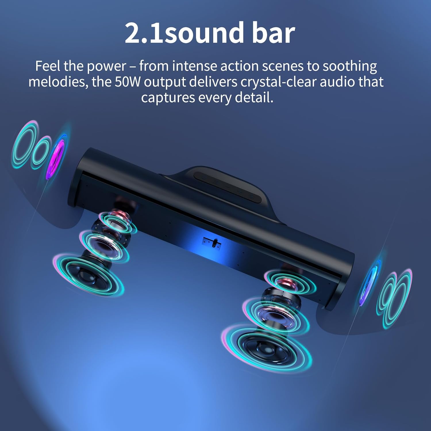 Sound Bar, Surround Sound System for TV –Sound Bar for Smart TV, 3D Home Theater Audio,Colorful RGB Lighting Effects, ARC/Bluetooth/Optical/AUX Connect/USB, withTV/PC/Gaming/Projectors - Image 4