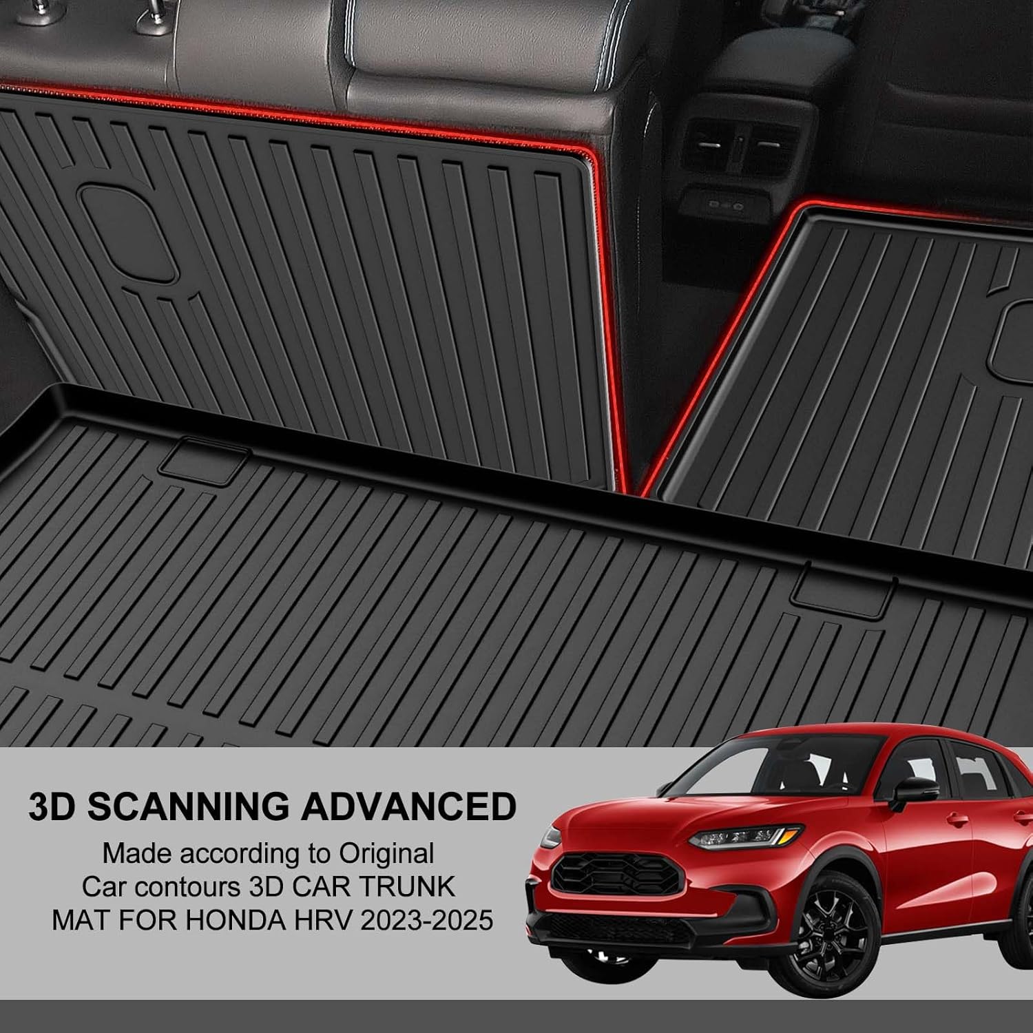 Floor Mats & Cargo Liner & Backrest Mat Custom Fit for Honda HRV 2026 2025 2024 2023 (Include Hybrid) and Acura ADX 2025: All Weather TPE Floor Mats for HR-V Floor Liner Accessories - Image 7