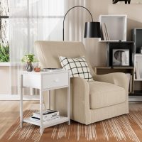 Furologee White Nightstands Set of 2, End Table with Fabric Drawer, Small Side Table for Small Spaces, 2 Tiers Storage Shelves End Table, Bedside Table for Living Room, Bedroom, Dorm - Image 8
