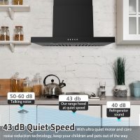 ONEEON 24" Range Hood - 650 CFM Wall Mount Kitchen Exhaust with 3 Speed Fan, LED Lights, Push Button, Ultra-thin Body, Chimney Style Stove Vent Hood & Ducted Exhaust Vent, Black - Image 7