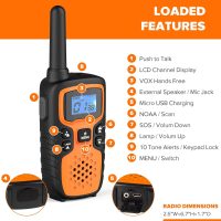Wishouse Walkie Talkies for Adults Long Range-Rechargeable 4 Pack 2 Way Radios, Hiking Accessories Camping Gear Xmas Birthday Gift for Kids Family with Lamp,SOS Siren,NOAA Weather Alert,Easy to Use - Image 9