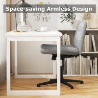 COSTWAY Criss Cross Legged Chair, Modern Armless Desk Chair w/Wide Seat & 120°Rocking, Height Adjustable Computer Task Chair No Wheels, Padded Swivel Vanity Chair for Home Office (Grey) - Image 9
