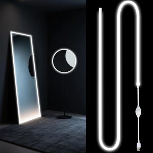 9.8FT White USB LED Light Strip, neon Mirror Light, Outdoor Waterproof Rope Light use Bedroom, Living Room, Bathroom, Garden Strip Lights and neon Sign