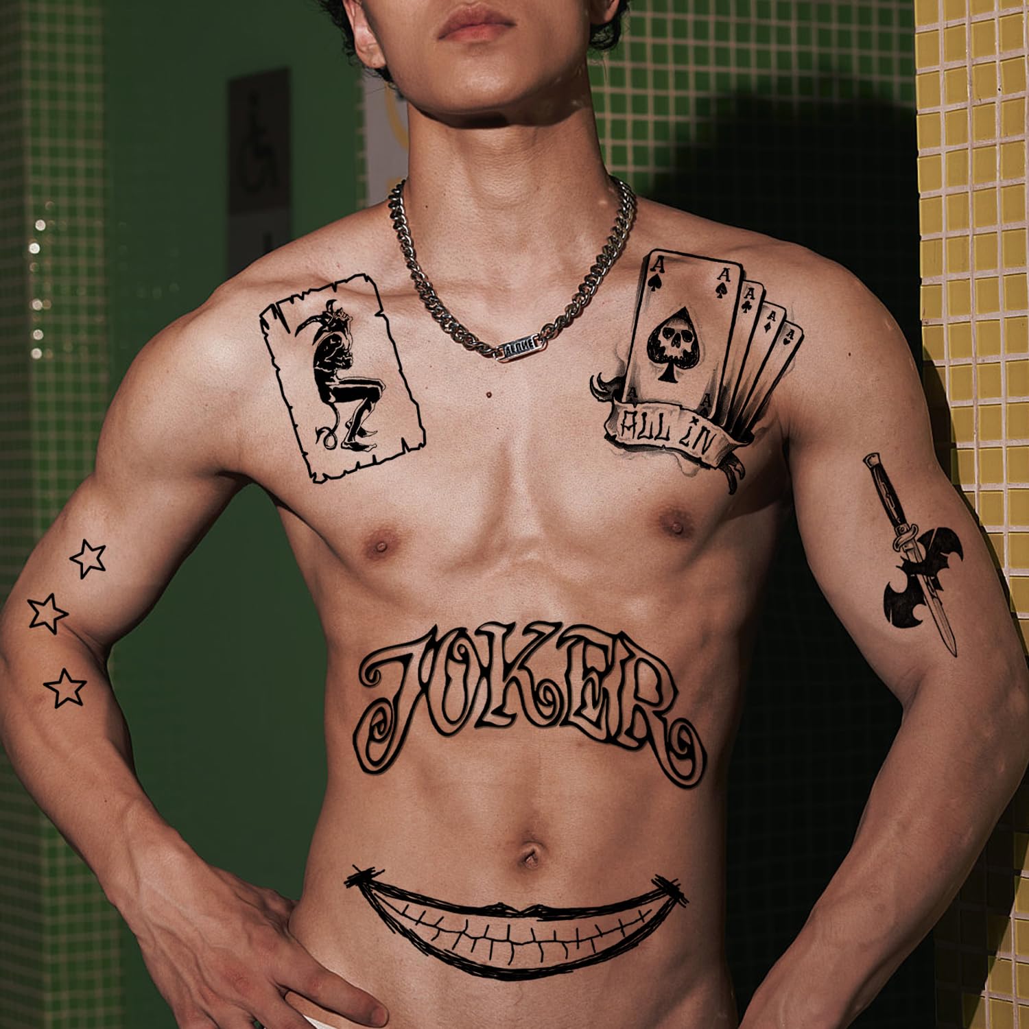 Joker Tattoos Set Halloween Temporary Tattoos Sticker For Joker Costumes Cosplay Masquerade Party Makeup Accessories - Image 2