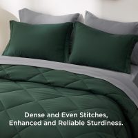 Bedsure Queen Comforter Set - 7 Pieces Reversible Forest Green Bedding, Queen Size Bed Set for All Seasons, Bed in a Bag with Down Alternative Comforter, Sheets, Pillowcases & Shams - Image 4