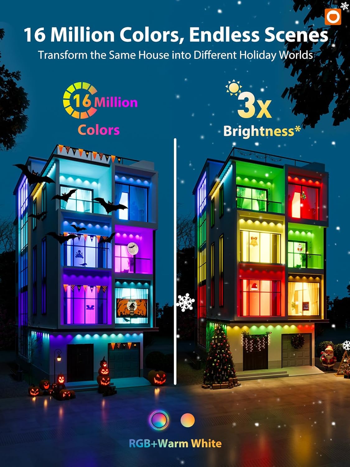 addlon 200FT Permanent Outdoor Lights, Smart RGB LED Lights for House & Outdoor Decor, App & Remote Control, DIY Scene Mode, IP67 Waterproof for Christmas, Holiday, Party, Halloween Decorations - Image 8