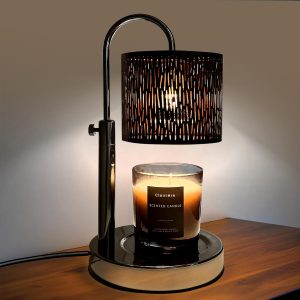 Candles Warmer Lamp with Timer and Dimmer, Home Bedroom Decor, Electric Adjustable Candle Wax Warmer Melter, Vintage Decor Birthday Monther Day Gifts,2 Bulbs，Black