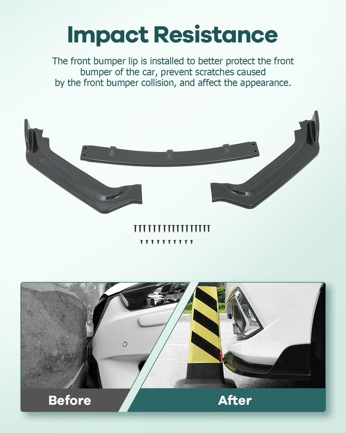 SCITOO Front Lip Spoiler Fits for 2017-2020 for Infiniti Q60 Coupe Glossy Carbon Look V Style Front Bumper Lip - Image 3