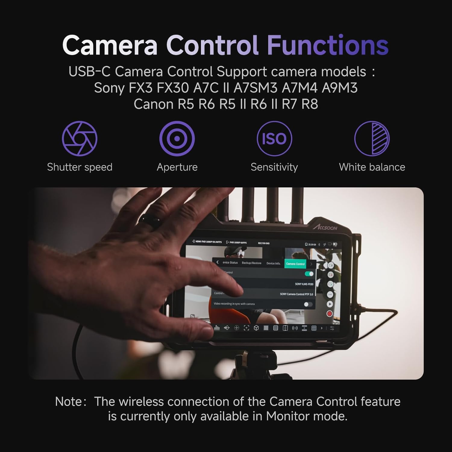 Accsoon CineView M7 Pro 4K60 Wireless Video Transmitter&Receiver&7 Inch Camera Monitor with 3D LUT, Dual-Band SDI HDMI 1200ft Range 25ms Lat., 10 App Monitoring, Pair CineView Master 4K TX&RX/HE/SE TX - Image 10