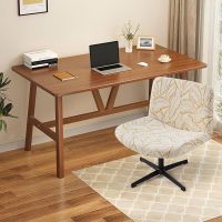 Armless Office Chair Cover Waterproof Criss Cross Chair Slipcover Jacquard Mid Back Accent Chair Cover Vanity Slipper Swivel Chair Protector for Living Room Yellow - Image 2
